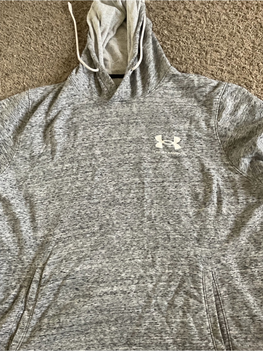 Men’s XL used as is UA Under armour grey terry short sleeve hoodie - Picture 3 of 5